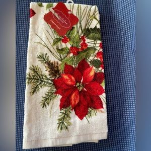 Saint Nicholas Poinsettia Decorative Cotton Hand-towel